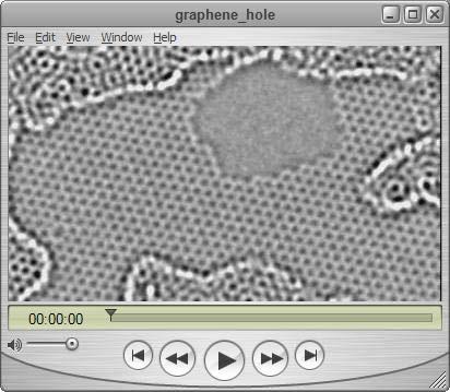 Graphene hole (real-time TEM)