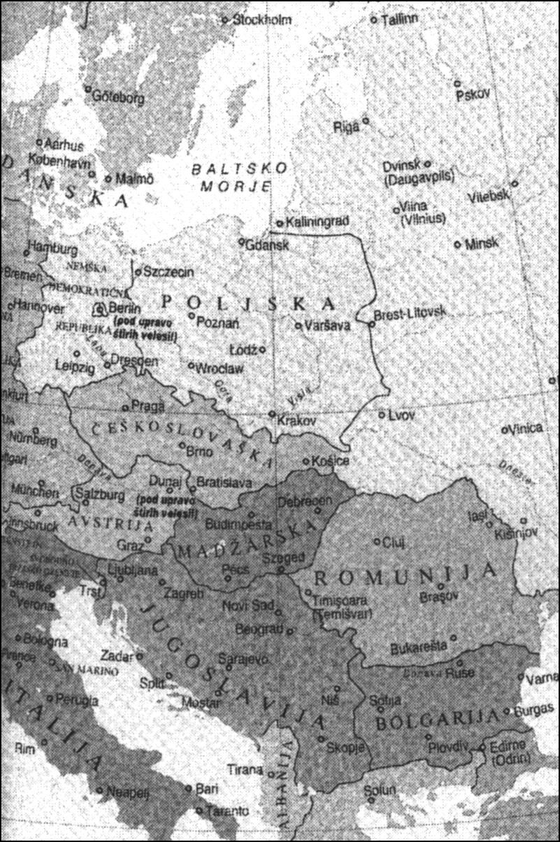 Oglejte si politična zemljevida (1 in 2) Evrope pred drugo svetovno vojno in po njej ter odgovorite na zastavljena vprašanja.