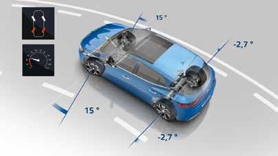 4CONTROL Ön irányít A Renault MEGANE GT verziójában megtalálható a 4CONTROL négykerék-kormányzás, amely kiemelkedő élményt jelent, köszönhetően a páratlan kanyarstabilitásnak és dinamizmusnak.