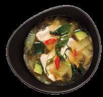 Levesek I Soups KENG OM... Thai tradicionális leves zöldségekkel, kaporral, chilivel és Traditional Thai soup with vegetables, dill, chili and csirkével chicken 1.380 Ft rákkal prawns 1.