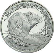 2000 Veszélyeztetett állatvilág, sorozat Hód Gefährdete Tierwelt - Europäsischer Biber Endangered Wildlife - European Beaver 3000 Forint Ag 925-31,46 g - 38,61 mm - 3 mm 2000. 05.