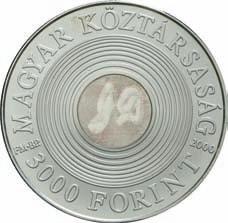 Gábor Dénes monogramjával /in der Mitte konzentrische Kreise als holografisches Bild des Punktes, darin ein farbiges Hologramm in drei Dimensionen mit Monogramm von Dénes Gábor, gefertigt auf eine