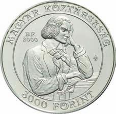 Egyed Emma 2000 575 576 E: MAGYAR KÖZTÁRSASÁG / 3000 FORINT köriratban Liszt Ferenc fiatalkori arcképe, vállánál verdejel és évszám /in