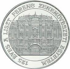 und Jahreszahl/ in legend portrait of young Ferenc Liszt, mintmark and date at his shoulter BP.