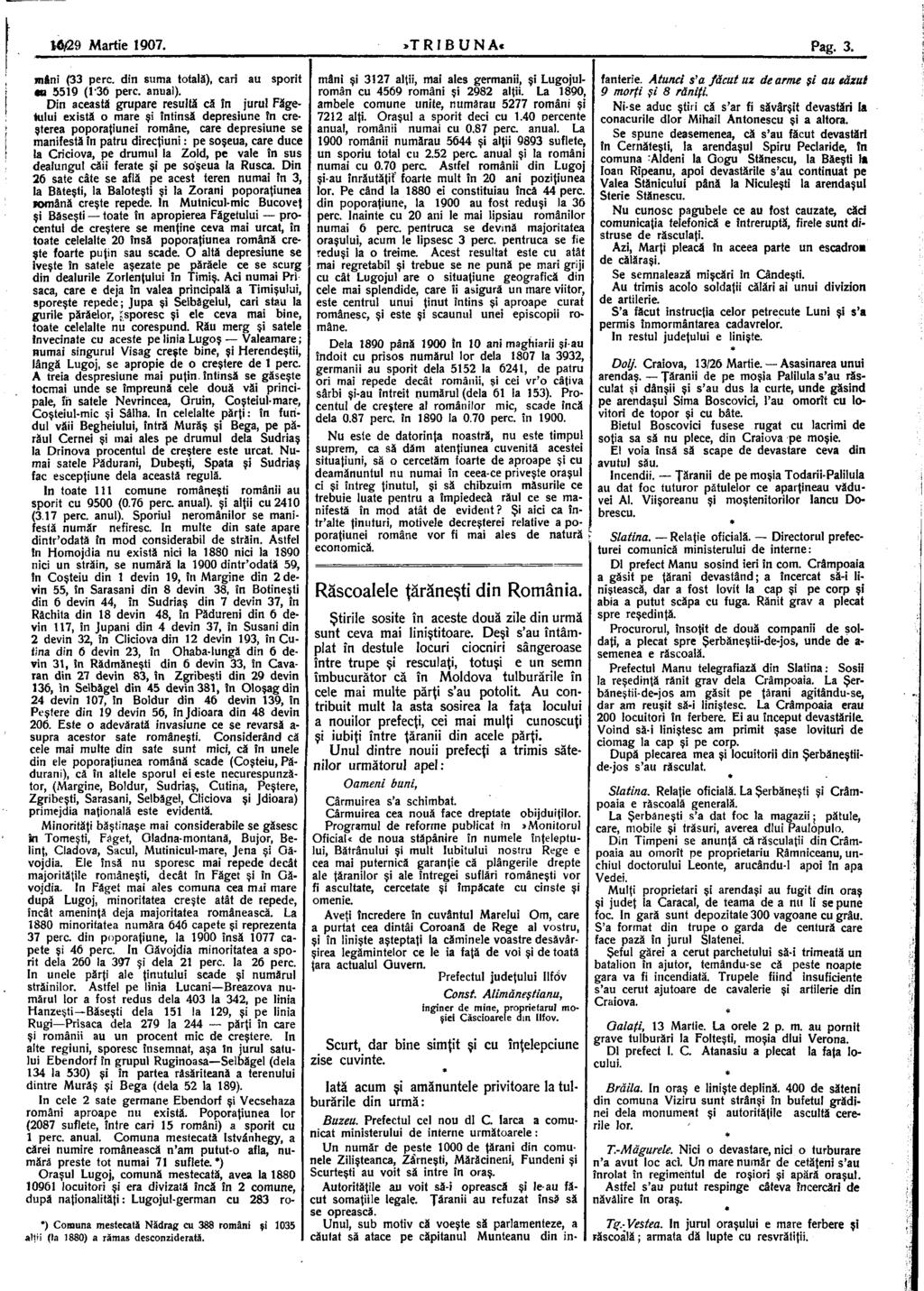 tfi/29 Martie 1907.»TRI BUNA«Pag. 3. mâni (33 perc. din suma totală), cari au sporit ea 5519 (136 pere. anual).
