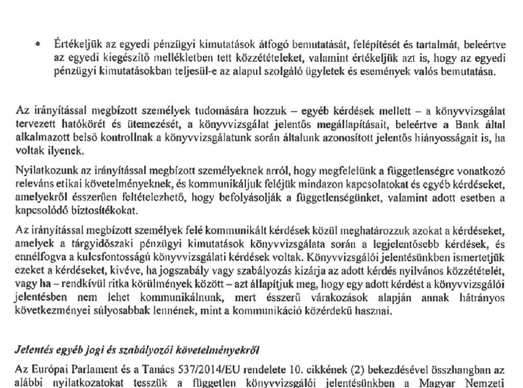 A KÖNYVVIZSGÁLÓ JELENTÉSEI A TÁRSASÁG