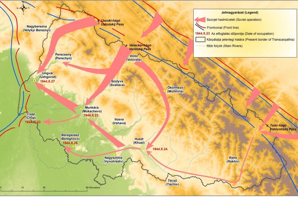 7. ábra. A 4. Ukrán Front hadműveletei Kárpátalján Szerkesztette: Molnár D. Erzsébet Molnár D.