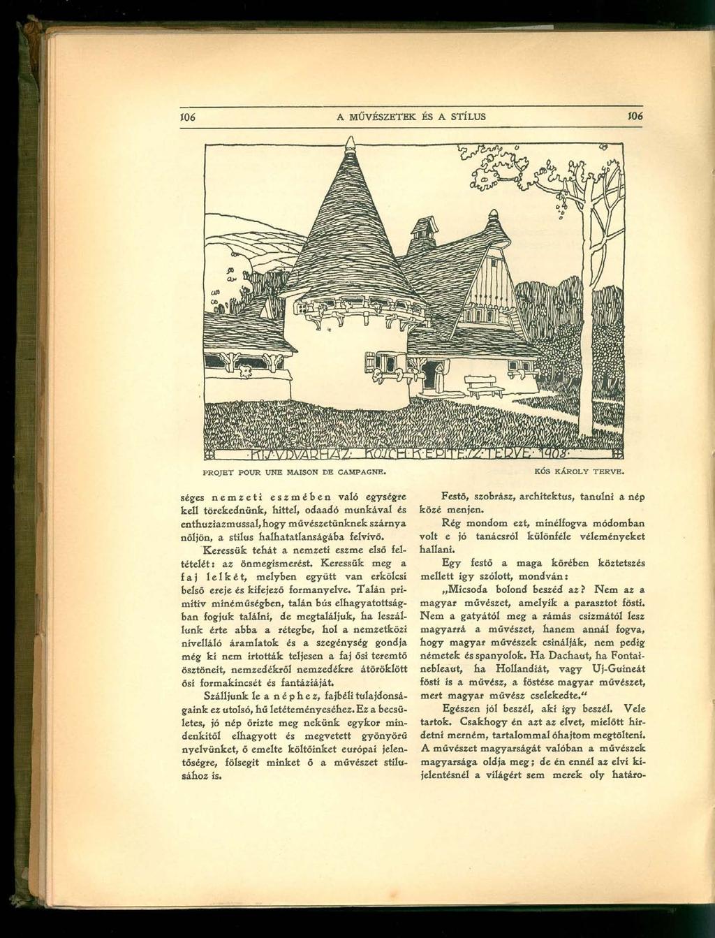 PROJET POUR UNE MAISON DE CAMPAGNE. KÓS KÁROLY TERVE.