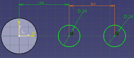 ) A két kör egymástól és az előzőekben megrajzolt körtől (az origótól) való távolságát azok középpontjainak távolságával adjuk meg.