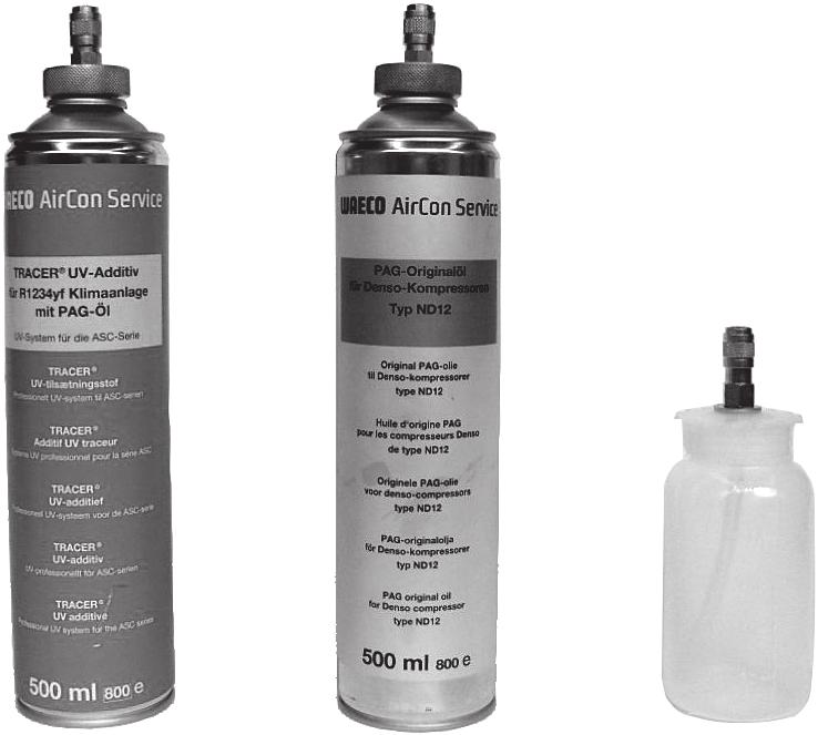 Prvi zagon ASC5300G 7.9 Vnos velikosti posode Za sveže olje in UV kontrastno sredstvo se lahko uporabi 500 ml (B) ali 250 ml (C) posode (pribor).
