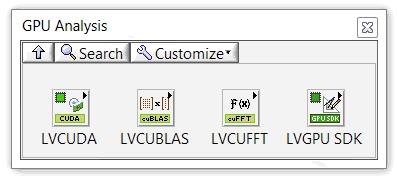 LabVIEW GPU Analysis Toolkit Support for NVIDIA CUDA GPUs Communicate with NVIDIA CUDA GPUs from LabVIEW applications Quickly prototype GPU algorithms using cublas and