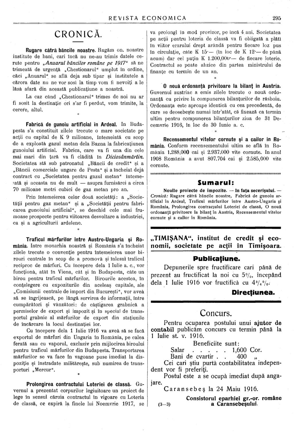 CRONICĂ. Rugare cătră băncile noastre. Rugăm on.