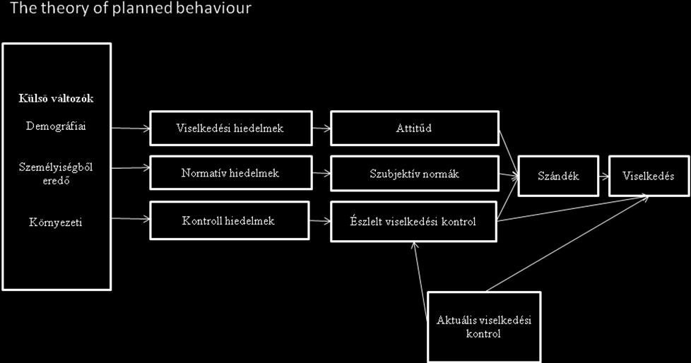 1.ábra:Theory of planned behaviour Forrás: Martin Spence és Peter Ribeaux, 2001 A planned behaviour model (TPB) (Ajzen 1991) 4 a theory of reasoned action (TRA) továbbfejlesztése.