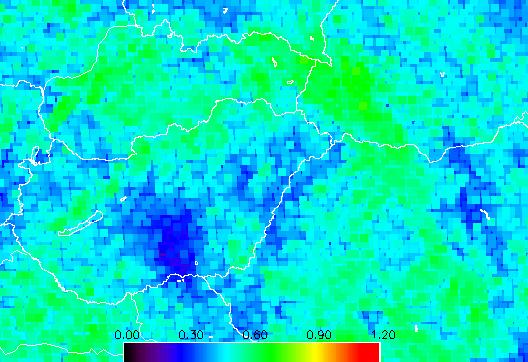 A korrigálatlan NDVI értékekből készült flush térképen a minimum és maximum térképek vizsgálata után előre várható volt, hogy nagyobb értékeket kapunk, amelyet a 24a ábra szemléltet is.