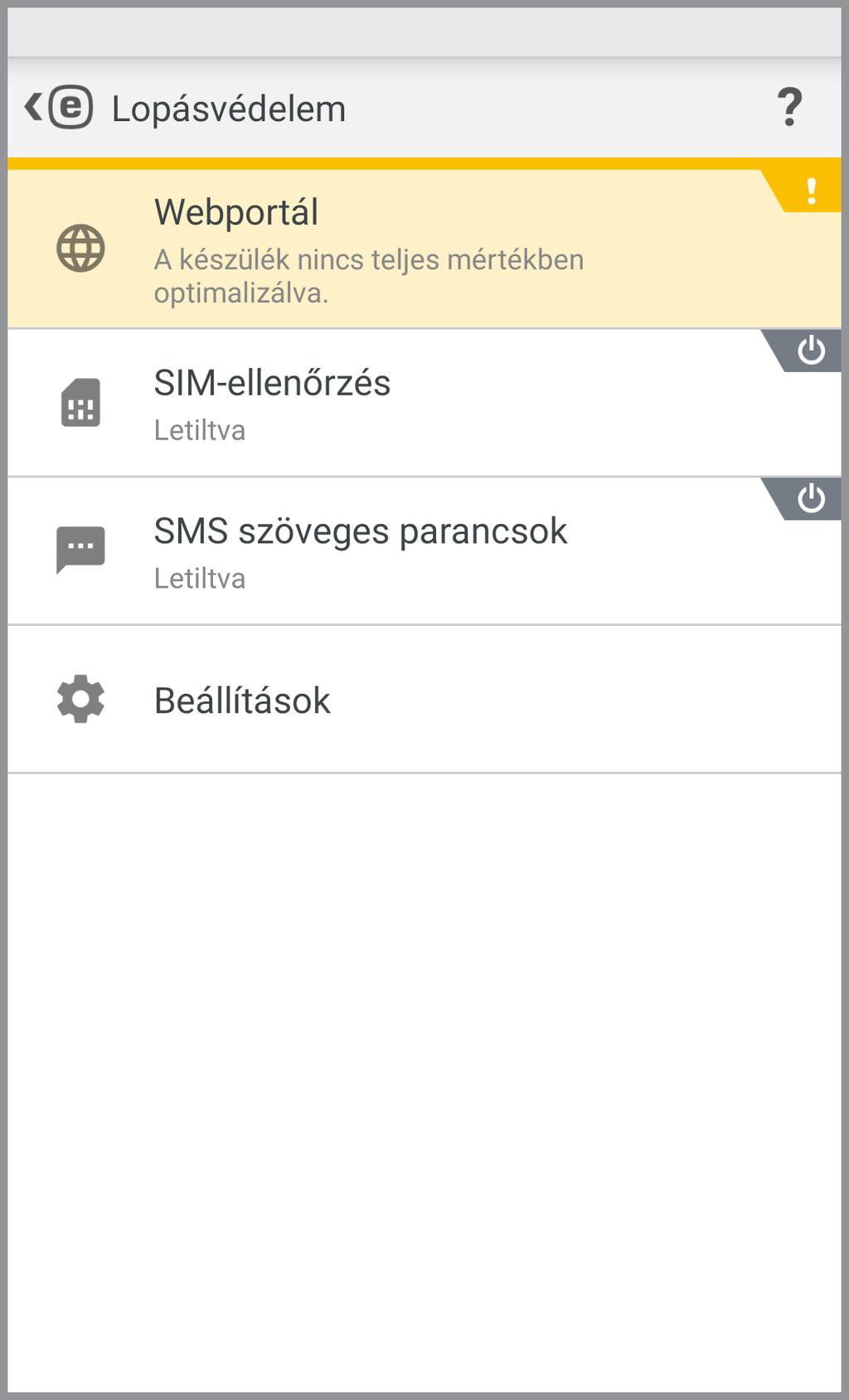 6.1 Webportál Az ESET Mobile Security 3-as verziója teljesen integrálható az ESET Lopásvédelem szolgáltatással a My Eset portálon keresztül.