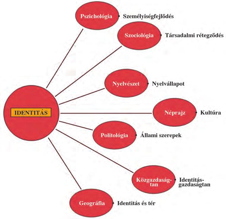 1. ábra Az identitás megközelítési aspektusai tudományonként. Forrás: saját szerkesztés. Figure 1 Approach aspects of identity by sciences. Source: edited by the author.