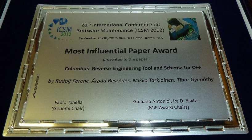 Most Influental Paper Award UNIVERSITY OF