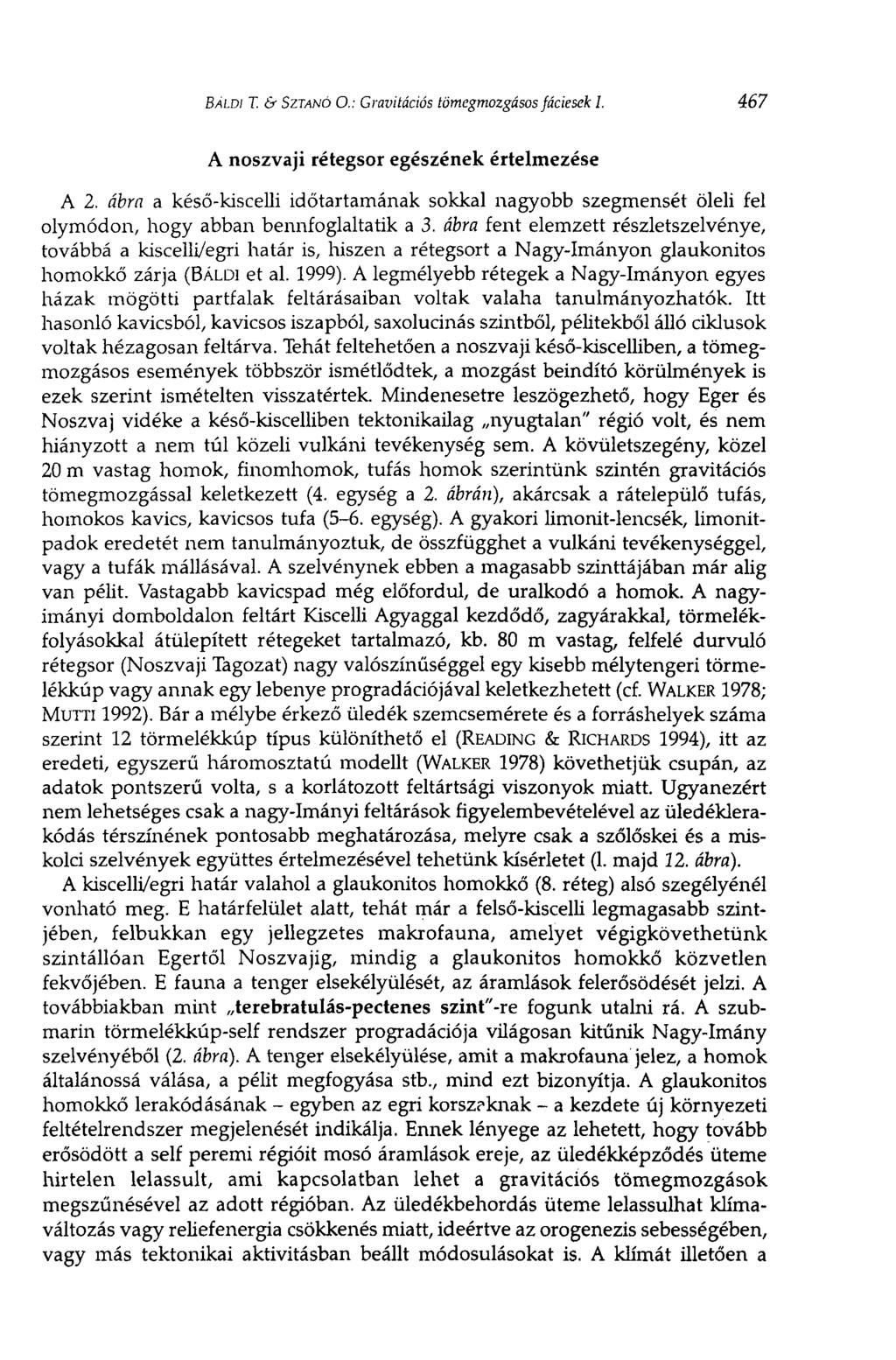 BÁLDI T. & SZTANÓ С: Gravitációs tömegmozgásos fáciesek I. 467 A noszvaji rétegsor egészének értelmezése A 2.
