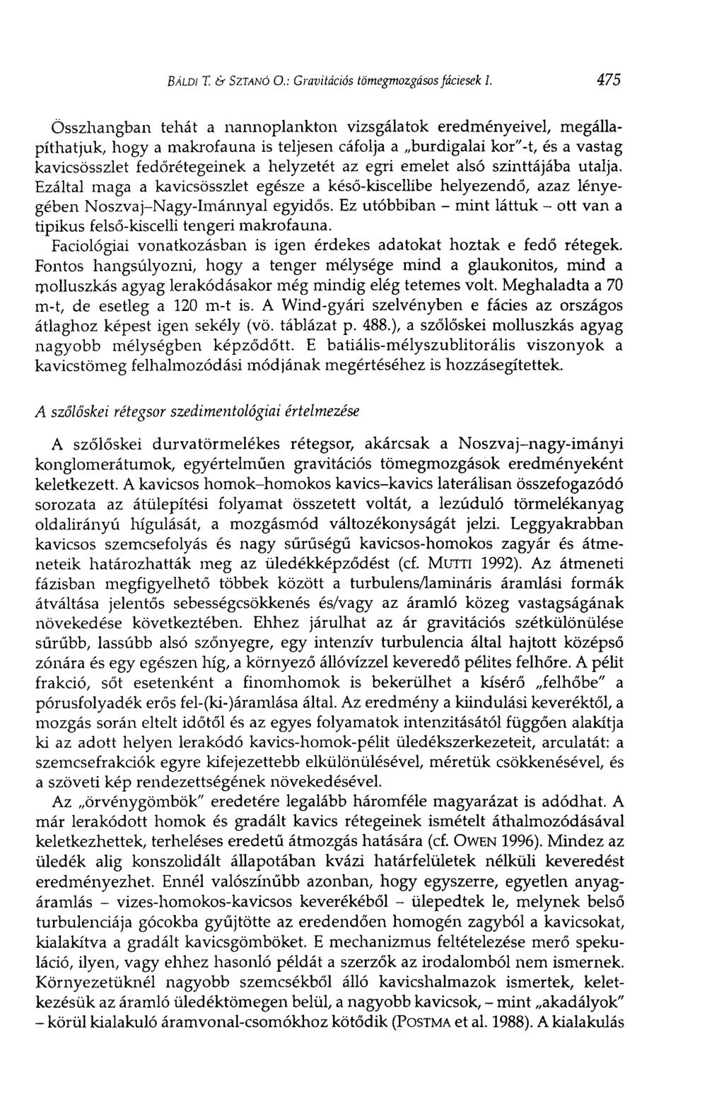 BÁLDI T. & SZTANÓ О.: Gravitációs tömegmozgásos fáciesek I.