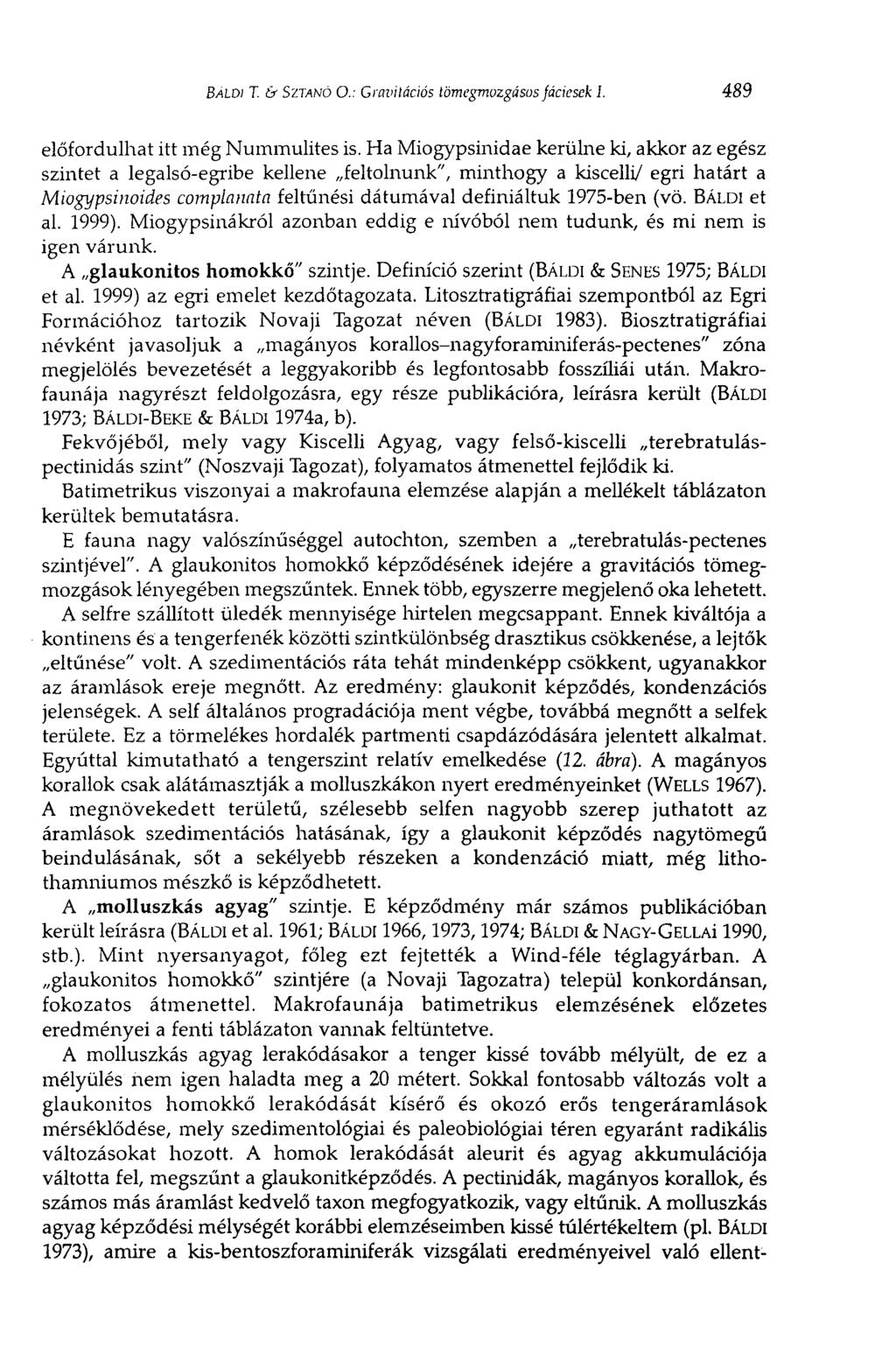 ВАШ T. & SZTANÓ О.: Gravitációs tömegmozgásos fáciesek I. 489 előfordulhat itt még Nummulites is.