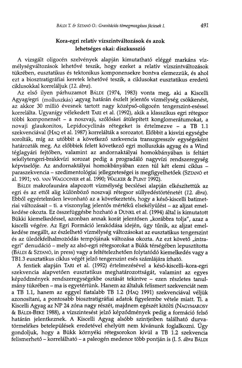 BÁLDI T. & SZTANÓ О.: Gravitááós tömegmozgásos fáciesek I.