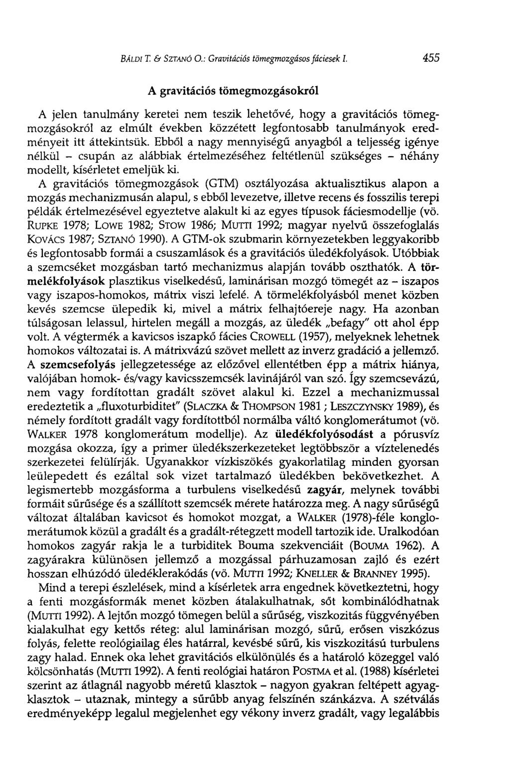 BÁLDI T. & SZTANÓ О.: Gravitációs tömegmozgásos fáciesek I.