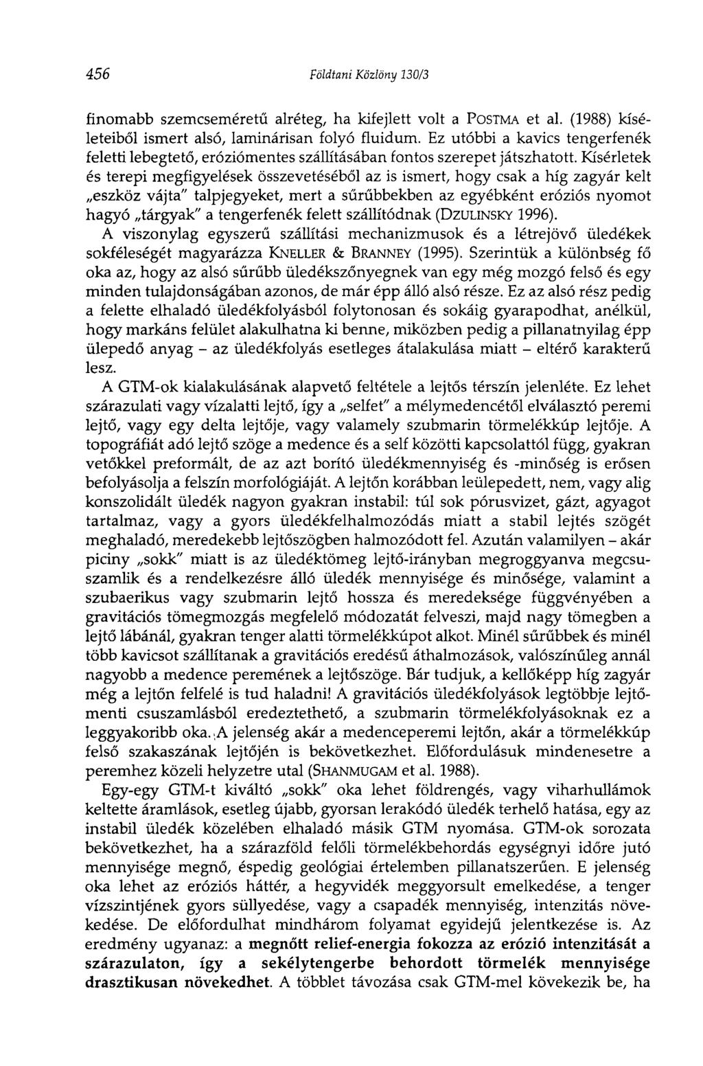 456 Földtani Közlöny 130/3 finomabb szemcseméretű alréteg, ha kifejlett volt a POSTMA et al. (1988) kíséleteiből ismert alsó, laminárisán folyó fluidum.