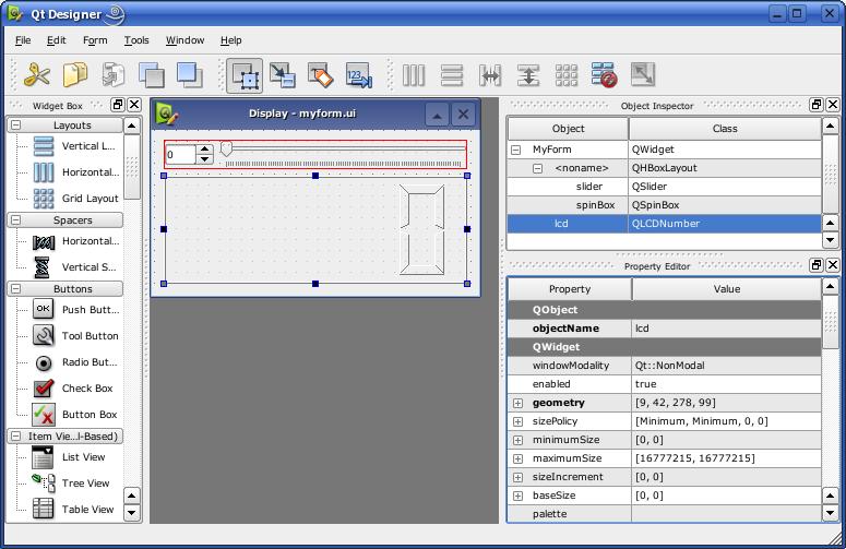 display projekt Qt Designer: felület tervezése Ez a program megegyezik az előző