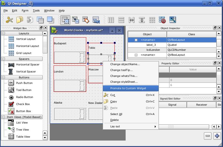 worldclock projekt Qt Designer saját vezérlő