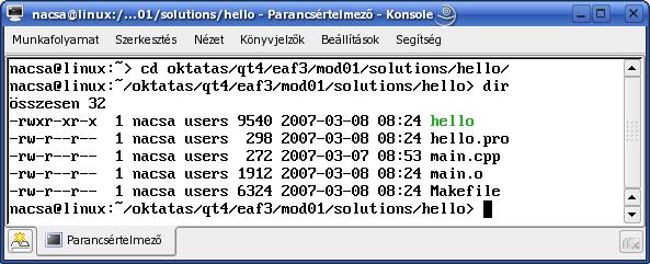 hello projekt Fordítás/futtatás parancs sorból