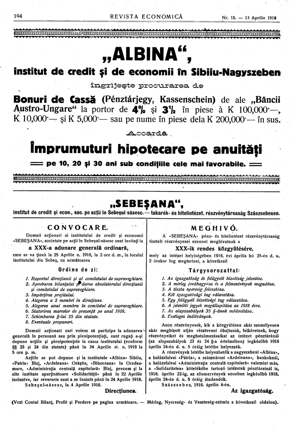 1Q4 REVISTA ECONOMICĂ Nr. 15. 13 Aprilie 1918 aiiiuiyfiiiiiiuiift^iüint.'iüiihiiiiiiiijüt^fiüidiiiiirii^iiiiüi^iijiimijii!! I!!l!!l:il,!ll!l:]l!llill[ '! j!l;il!!l;ill!lljl:iflllíl!! lf l! ;!l i l.
