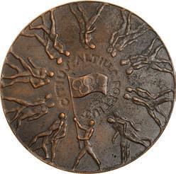 /Olympia-Teilnehmerausweis und Medaille/ a magyar csapat által viselt nemzeti résztvevôi
