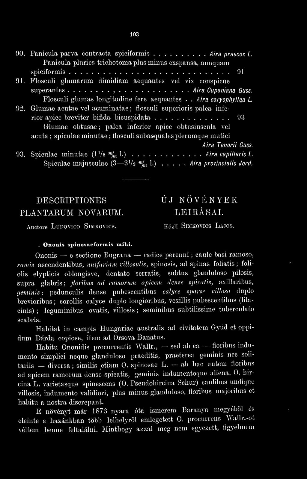Glumae acutae vel acuminatae ; flosculi superioris palea inferior apice breviter bifida bicuspidata 93 Glumae obtusae ; palea inferior apice obtusiuscula vel acuta ; spiculae minutae ; flosculi