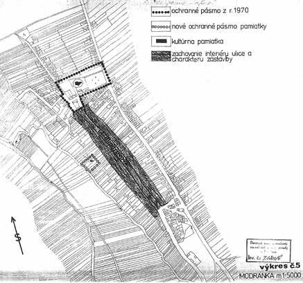 Trnava-Modranka vymedzenie ochranného pásma (1970) vo výkresovej prílohe zásad pamiatkovej starostlivosti o historický urbanistický súbor Trnava, 1978.