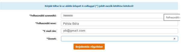 tudja elküldeni bejelentését. Annak sikerességéről a felület visszajelzést ad. 2.3.6.