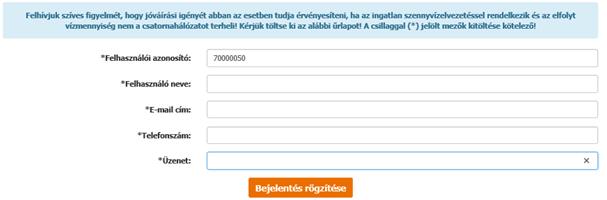 elküldeni bejelentését. Annak sikerességéről a felület visszajelzést ad. 2.3.10.