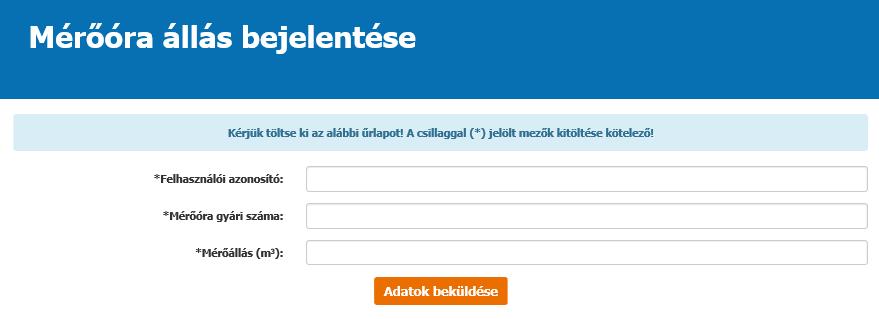 2.5.2. Mérőállás bejelentése A funkció használatához nem szükséges regisztráció.