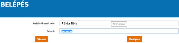 jelszavával beléphet az E-
