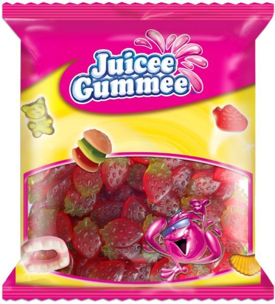 Juicee Gummee Gumicukrok Lédig 1kg Juicee Gummee Eper 9G 8x1kg 8