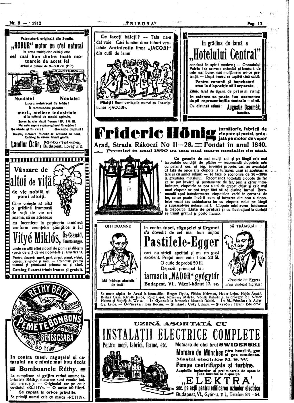 m Nr. Ö 1912 f R I B Ü N A " Patentatură originală din Svedia.