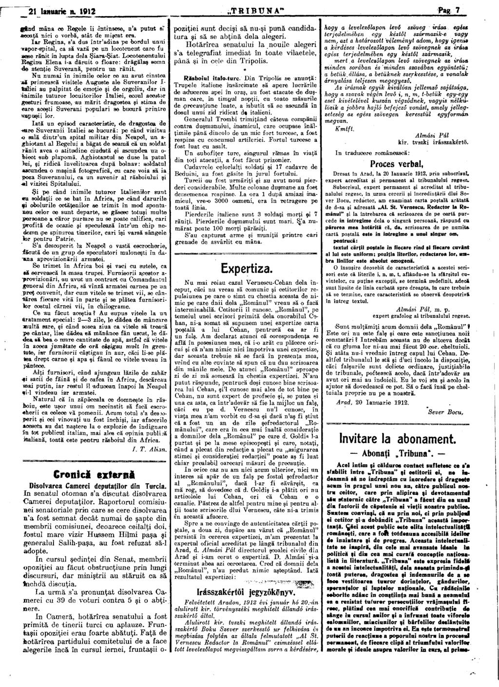 21 Ianuarie n. 1912 TRIBUNA" Pag 7 ffftnd mâna ce Begele îi 'întinsese, n'a putut зг «eoaţă nici o vorbă, atât de mişcat era.