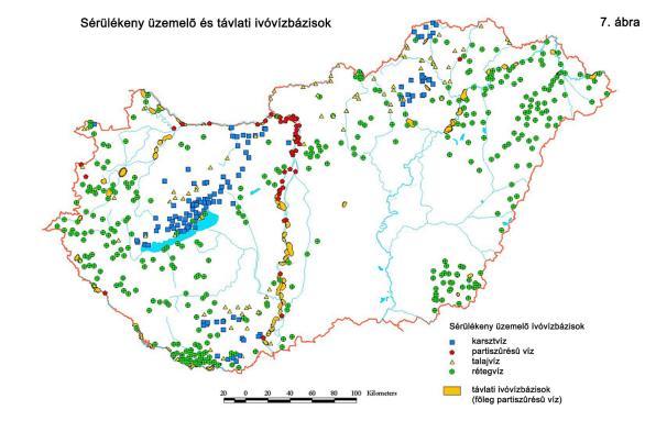 Sérülékeny távlati és üzemelő vízbázisok 78 távlati és 626 üzemelő vízbázison feltárást végeztek