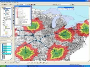 Márkus Béla Alkalmazások és szoftverek 14.5. ábra. Az ellátó hálózatok tervezésben hasznos segítséget ad az elérési térkép. (Forrás: gis.esri.
