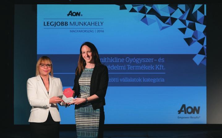 A GSK Pharma Aon Legjobb Munkahely címet szerzett Csupán néhány nappal a Kiváló gyógyszergyár díj elnyerését követôen a Pharma divíziónk az Aon Legjobb Munkahely címet is megszerezte.