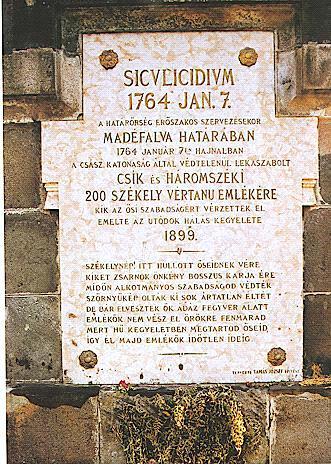 Slika 1. Spomen ploţa ţuva uspomenu na stradanja Sekelja kod Madefalve.