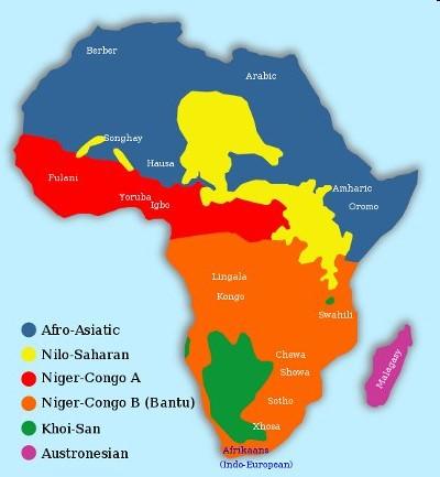 Az afroázsiai nyelvcsalád, a.k.a. Afroasiatic language phylum Source: http://alma.