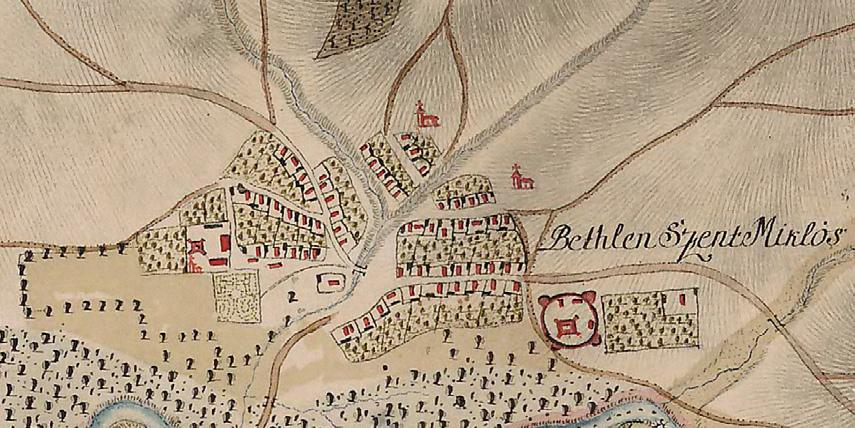 GRĂDINI ISTORICE ÎN TRANSILVANIA Fig. 5. Sânmiclăuş. Castelul Bethlen. Planul aşezării în Harta Iosefină (1769-73).