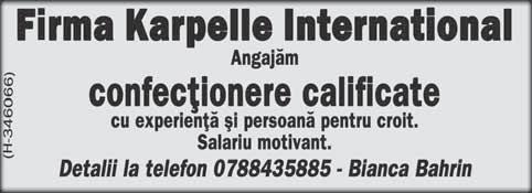 Cerinţe: responsabil, flexibil, organizat, abilităţi utilizare PC și programe CAD (AutoCad), limba italiană constituie avantaj.