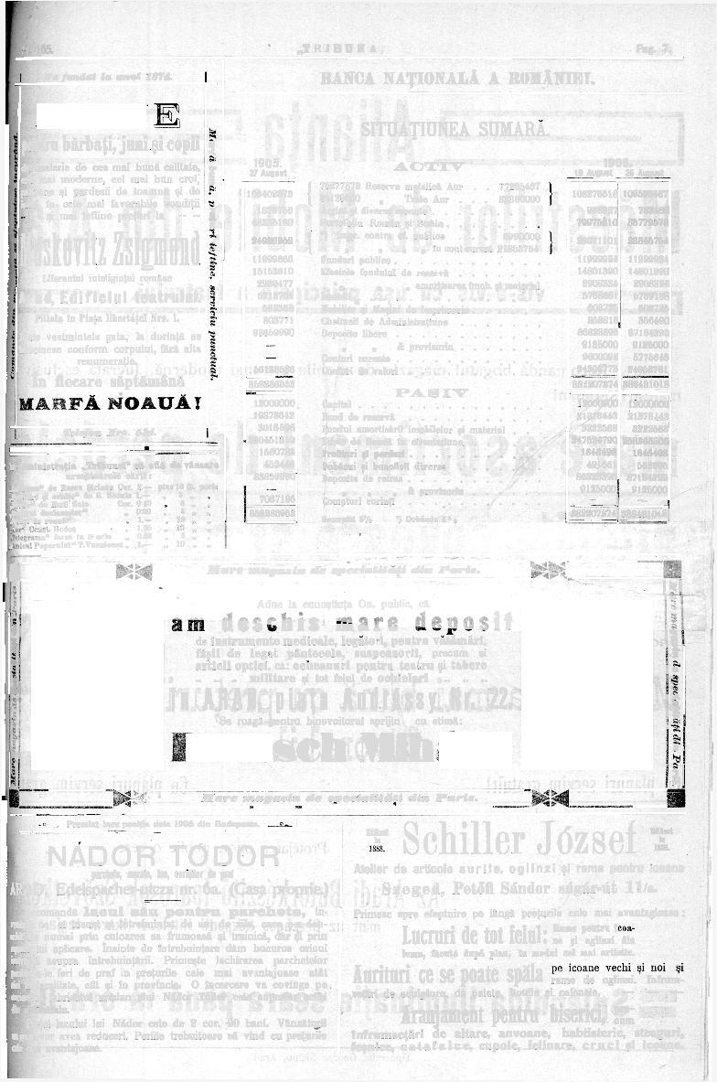 I 165. S'a fondat la anul 1874. T R I B U N A Pag. 7. BANCA NAŢIONALĂ A ROMÂNIEI.