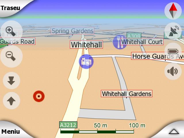 Acesta vă poate ajuta să vă localizaţi poziţia dacă precizia GPS este scăzută şi sistemul Şosea blocată vă situează pe o stradă greşită.